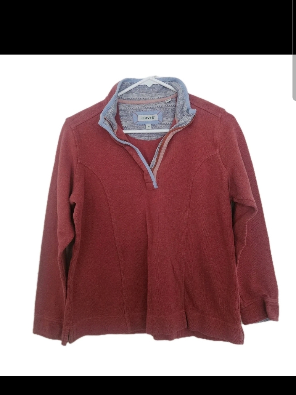 Orvis Signature Print-Trim 1/4 Zip Pullover Sweatshirt - Womens M